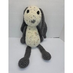 Handmade Crochet Bunny Rabbit Plush Stuffed Animal Floppy Ears Gray Cream 16in